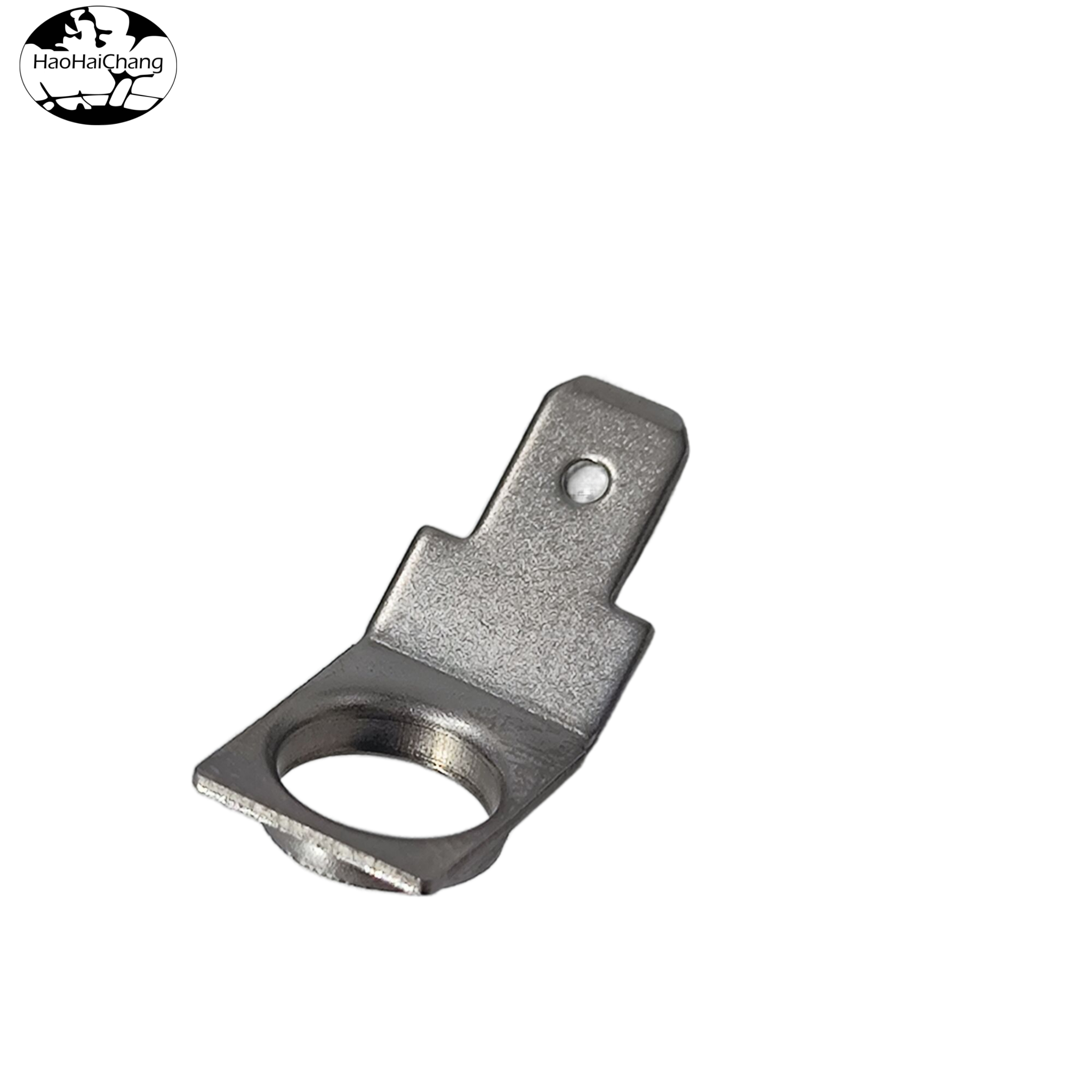 HHC-309 Bent Lug Welding Insert Male Terminal with Reinforced Mounting Hole for Secure Electrical Connections